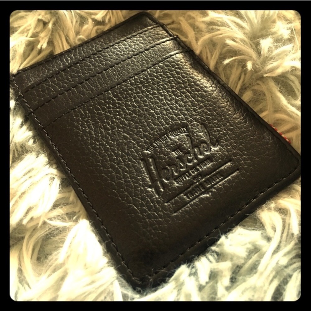 Black leather Herschel Raven wallet